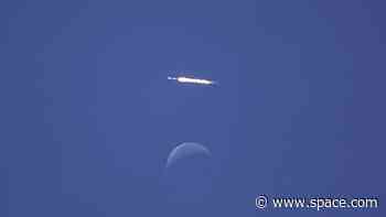 Watch a SpaceX Falcon 9 rocket soar over the moon in incredible tracking cam video