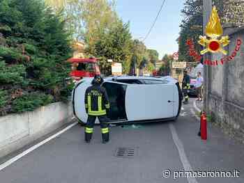 Incidente con ribaltamento a Rovellasca, due feriti - Prima Saronno