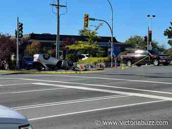 Rollover crash closes intersection near Uptown in Saanich Wednesday morning - Victoria Buzz