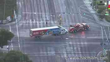Man Hospitalized With Gunshot After Crash Involving Tractor Trailer in NW Miami-Dade