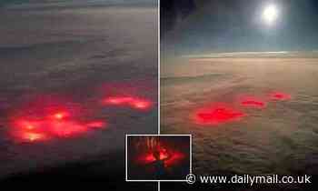 Pilot spots red glow in clouds over the Atlantic Ocean that has baffled the internet