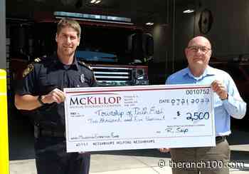 Milverton Firefighters Receive Generous Donation from McKillop Mutual Insurance - 100.1 FM The Ranch