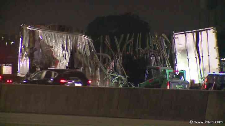 Parts of I-35 NB in Kyle blocked after 18-wheeler catches fire overnight