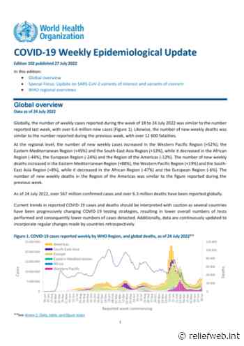 Coronavirus Disease (COVID-19): Weekly Epidemiological Update (27 July 2022) - World - ReliefWeb