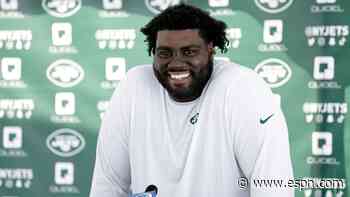 Jets move slimmed-down Becton to right tackle