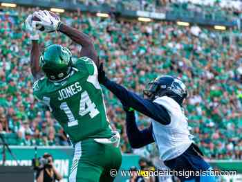 Riders' Tevin Jones shares touchdown connection with tall quarterbacks - Goderich Signal-Star