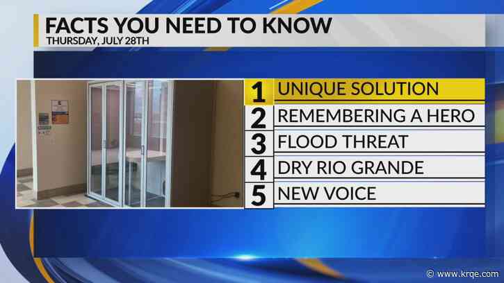 KRQE Newsfeed: Trial continues, Remembering fallen Lieutenant, Flood watch, Dry river, New Zozobra voice