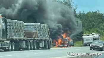 Vehicle fire forced Highway 400 closure through Bradford