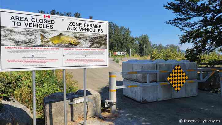 Federal government erects roadblocks, locked gate to stop further destruction of sensitive fish habitat at Gill Bar