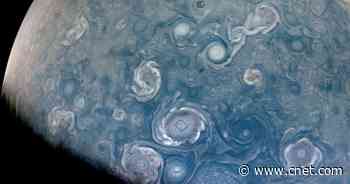 NASA Images Hypnotic Watercolor Storms Near Jupiter's North Pole     - CNET
