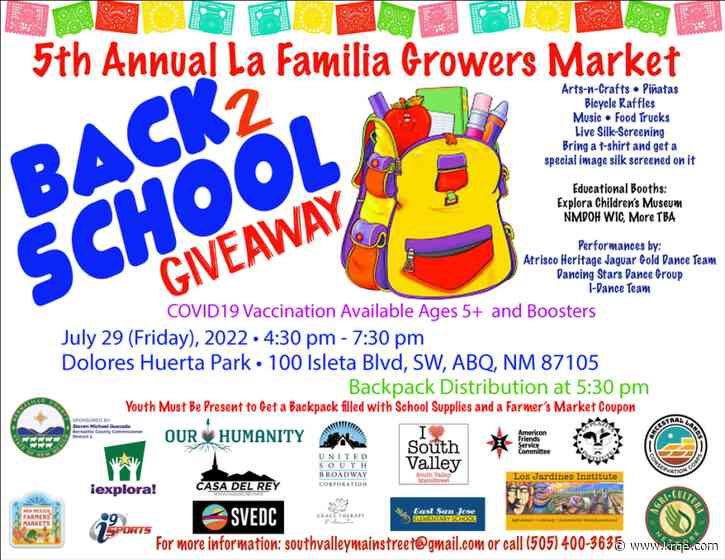 La Familia Growers Market handing out school supplies for kids