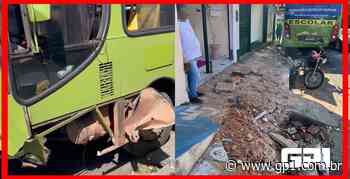 Ônibus invade calçada e destrói fachadas de lojas no Morada Nova - GP1