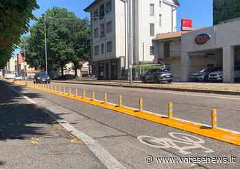In viale Milano a Gallarate completato il nuovo cordolo di separazione della ciclabile - varesenews.it