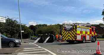 Pensioner taken to hospital after car flips on to side in Ayr - Daily Record