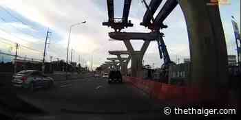VIDEO: Couple narrowly escapes death as steel beam falls onto Bangkok expressway - Thaiger