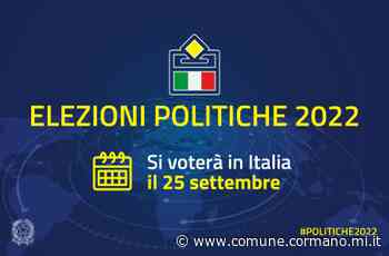 Elezioni Politiche 2022 - informazioni e aggiornamenti - Comune di Cormano
