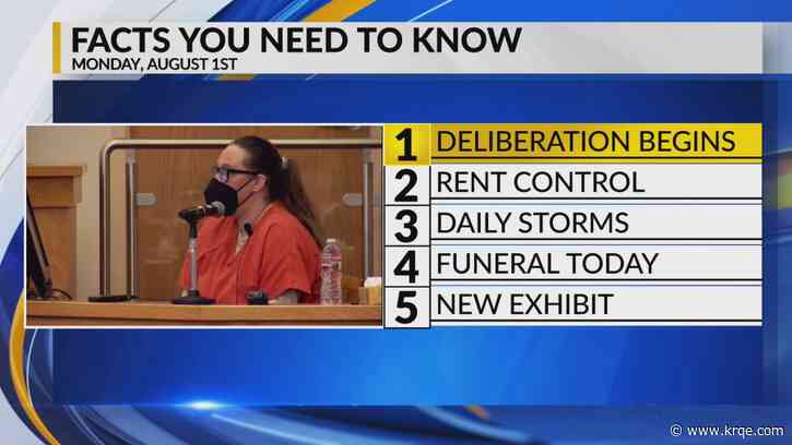 KRQE Newsfeed: Deliberation begins, Rent control demand, Daily storms, Funeral for first responder, New art exhibit