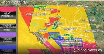 Critical alert and several watches issued for possible tornadoes in Alberta Monday