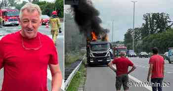 Ongelukkig einde voor scouts Bolderberg op E40 in Erpe-Mere: vrachtwagen met kampmateriaal gaat in vlammen op - Het Laatste Nieuws
