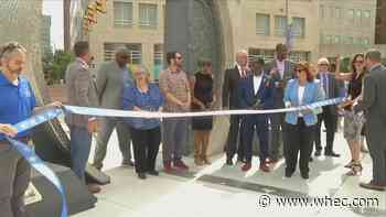 City leaders celebrate opening of Rundel Memorial Library north terrace