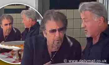 Rocky meets Scarface! Sylvester Stallone and Al Pacino enjoy a pizza together in Beverly Hills - Daily Mail