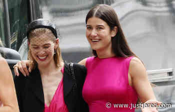 Rosamund Pike Matches the Bride in Pink Gowns at Stepdaughter Olive Uniacke's Star-Studded Wedding! (Photos) - Just Jared