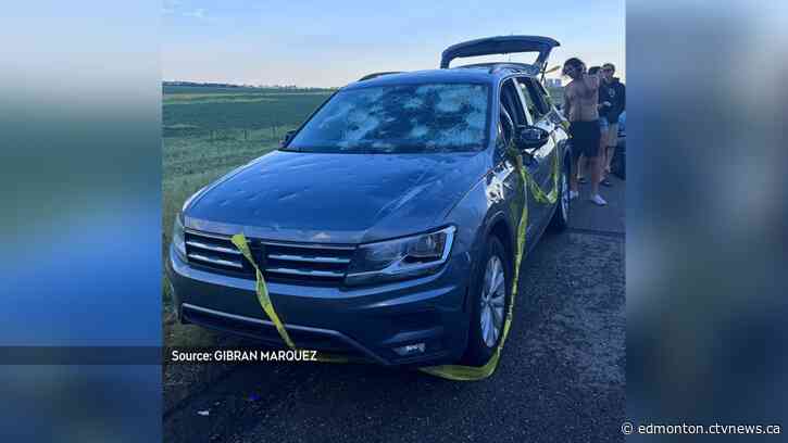 'It sounded like bombs': Hail storm damages dozens of cars on Alta. highway