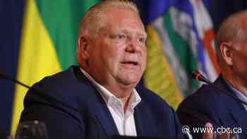Premier Doug Ford in Stratford today amid 'crisis' in health care and education worker contract talks