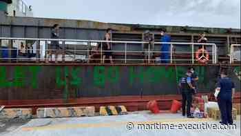 Crew Abandoned in Taiwan Paints Appeals for Help on Ship's Hull - The Maritime Executive