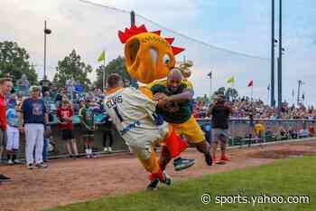 Kenosha Kingfish mascot, college student rocked by A.J. Dillon recounts the moment of doom - Yahoo Sports