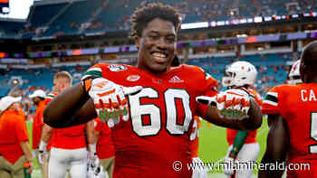 Miami LT Zion Nelson gets ‘a tuneup.’ He’s in a full leg brace after minor knee surgery - Miami Herald