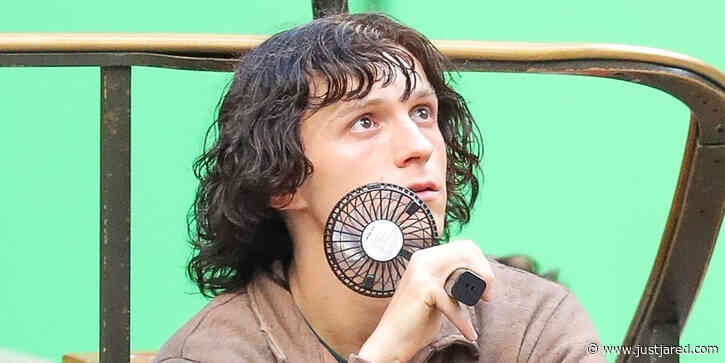 Tom Holland Cools Down on the Set of 'The Crowded Room' in NYC