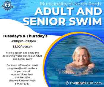 North Perth holding Adult & Senior Swims in Atwood & Listowel on Tuesdays & Thursdays - 100.1 FM The Ranch