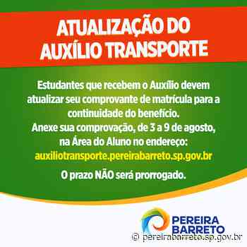Estudantes que recebem o auxílio transporte da Prefeitura de Pereira Barreto devem atualizar comprovante de matrícula - Prefeitura de Pereira Barreto (.gov)