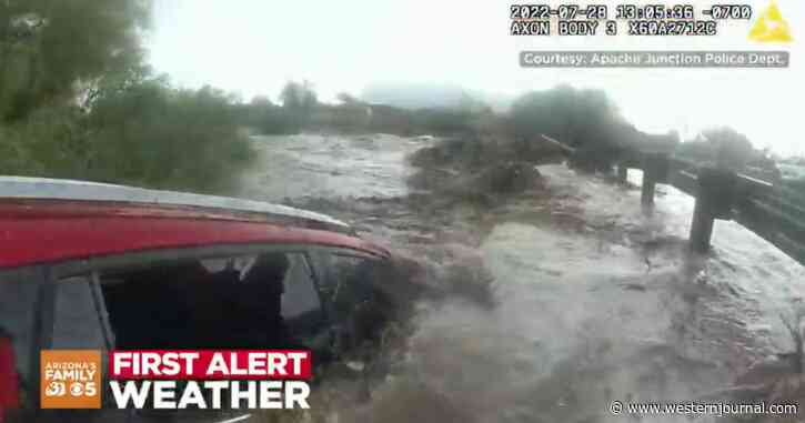 Watch as Rescuers Arrive with Only Seconds to Spare to Save Grandma in Sinking SUV During Sudden AZ Flood