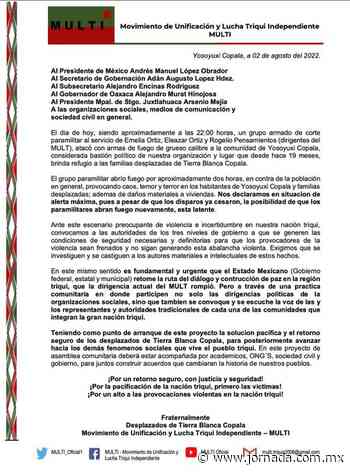 Denuncia movimiento triqui ataque armado en Tierra Blanca - La Jornada