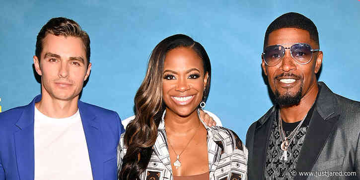 Jamie Foxx & Dave Franco Pose with 'RHOA' Star Kandi Burruss at a Screening of Their Movie 'Day Shift'