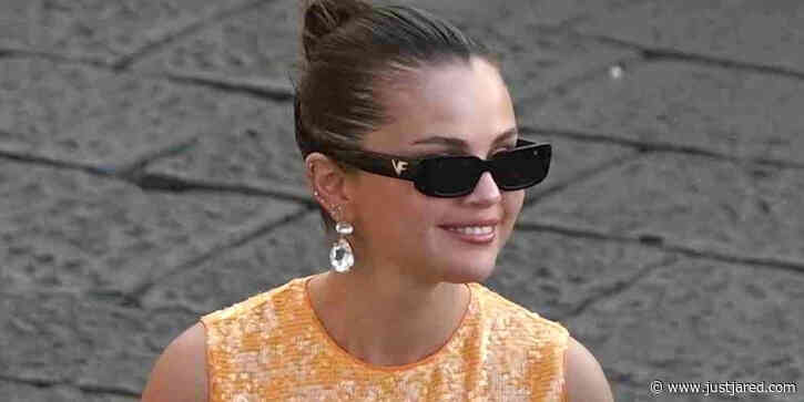 Selena Gomez Sparkles in a Two-Piece Orange Set During a Day Out in Italy