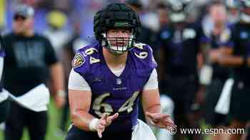 Ravens rookie C Linderbaum (leg) to miss week