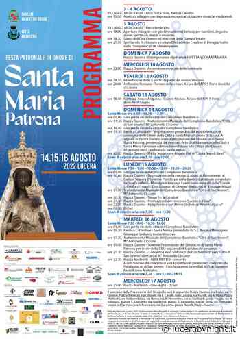 Lucera, il programma dei festeggiamenti in onore di Santa Maria Patrona di Lucera. - lucerabynight.it