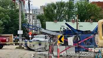 Crane collapses at Oliver construction site; EPCOR reports power outage - CTV News Edmonton