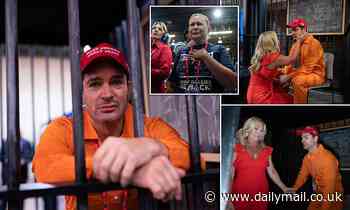 Capitol attack convict Brandon Straka weeps in a cage in January 6 'silent disco' performance art - Daily Mail