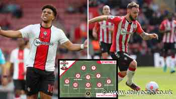 Who starts up front for Southampton FC in Premier League vs Spurs?
