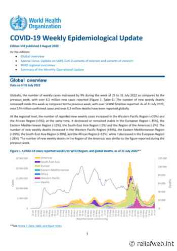 Coronavirus Disease (COVID-19): Weekly Epidemiological Update (3 August 2022) - World - ReliefWeb