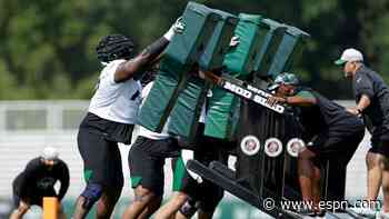 'Absolutely grinding': Jets big man Mekhi Becton delivers early statement in camp