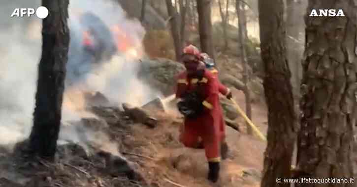 Vasto incendio in Spagna, mille ettari di foresta bruciati a Santa Cruz del Valle: i vigili del fuoco al lavoro – Video