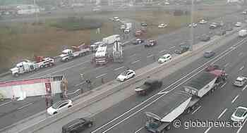 Delays on Highway 403 at Third Line near Oakville after truck rollover: OPP