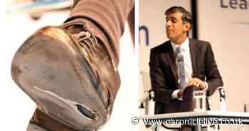 Rishi Sunak shows up to Tory Leadership debate in Darlington with a hole in his shoe