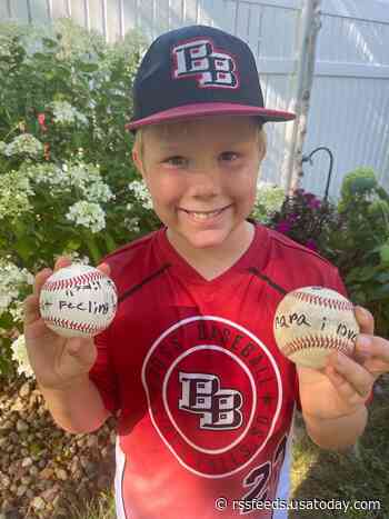 'You taught me everything': Emotional video shows boy hand grandpa first home run baseball