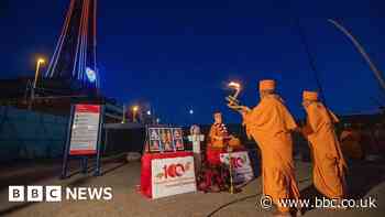 Blackpool Tower bathed in red and white for Hindu celebration